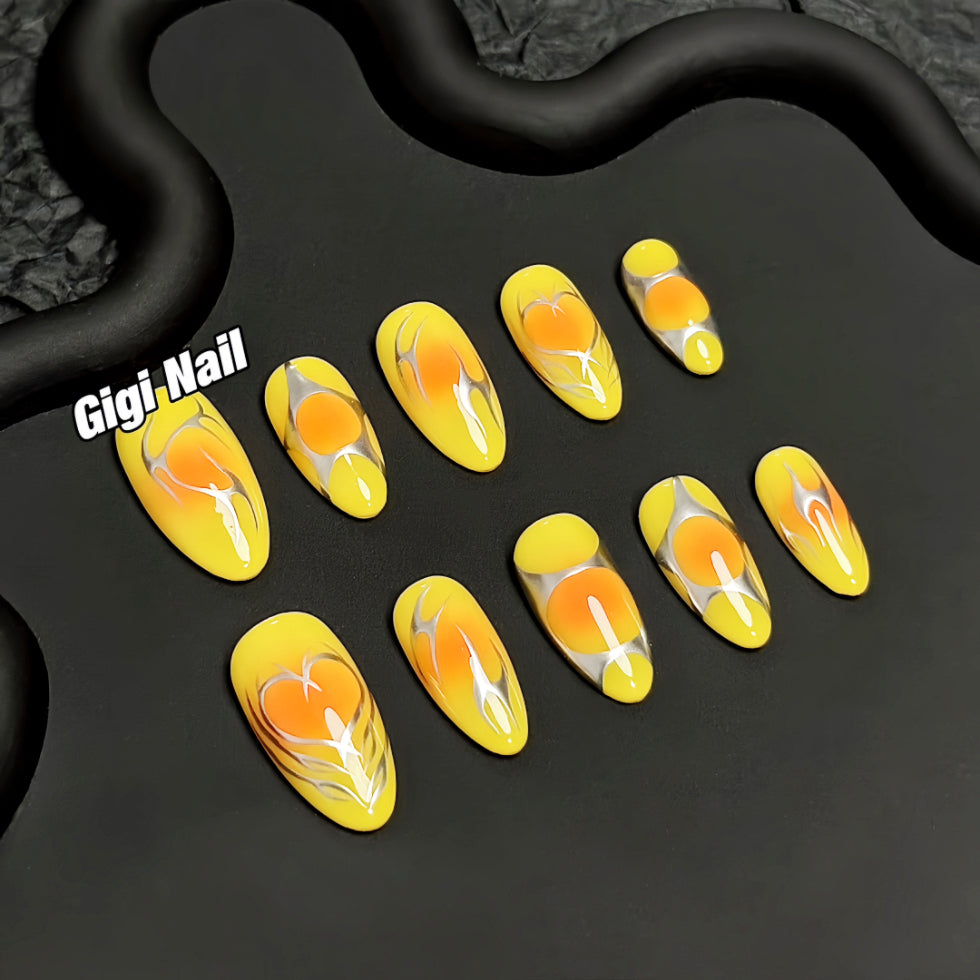 【Custom】 Yolk Color Press-on Nails