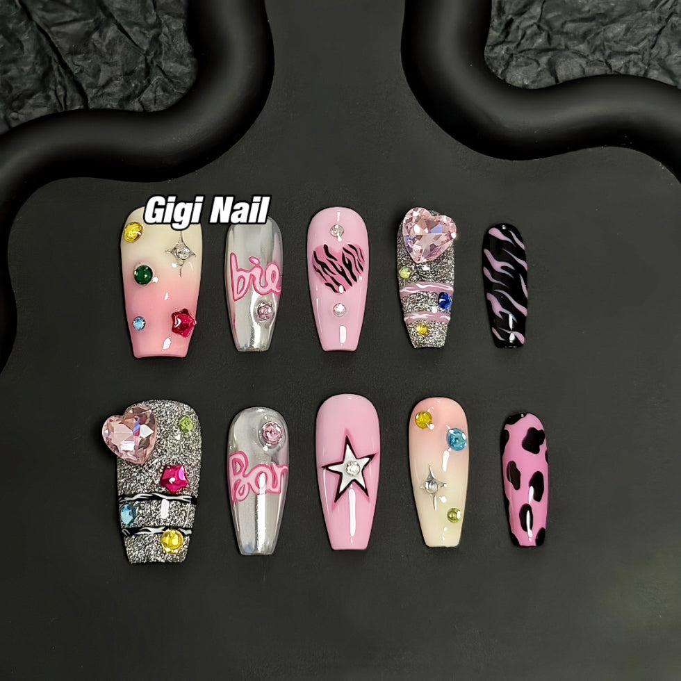 【Custom】Artsy Heart Barbie False Nails