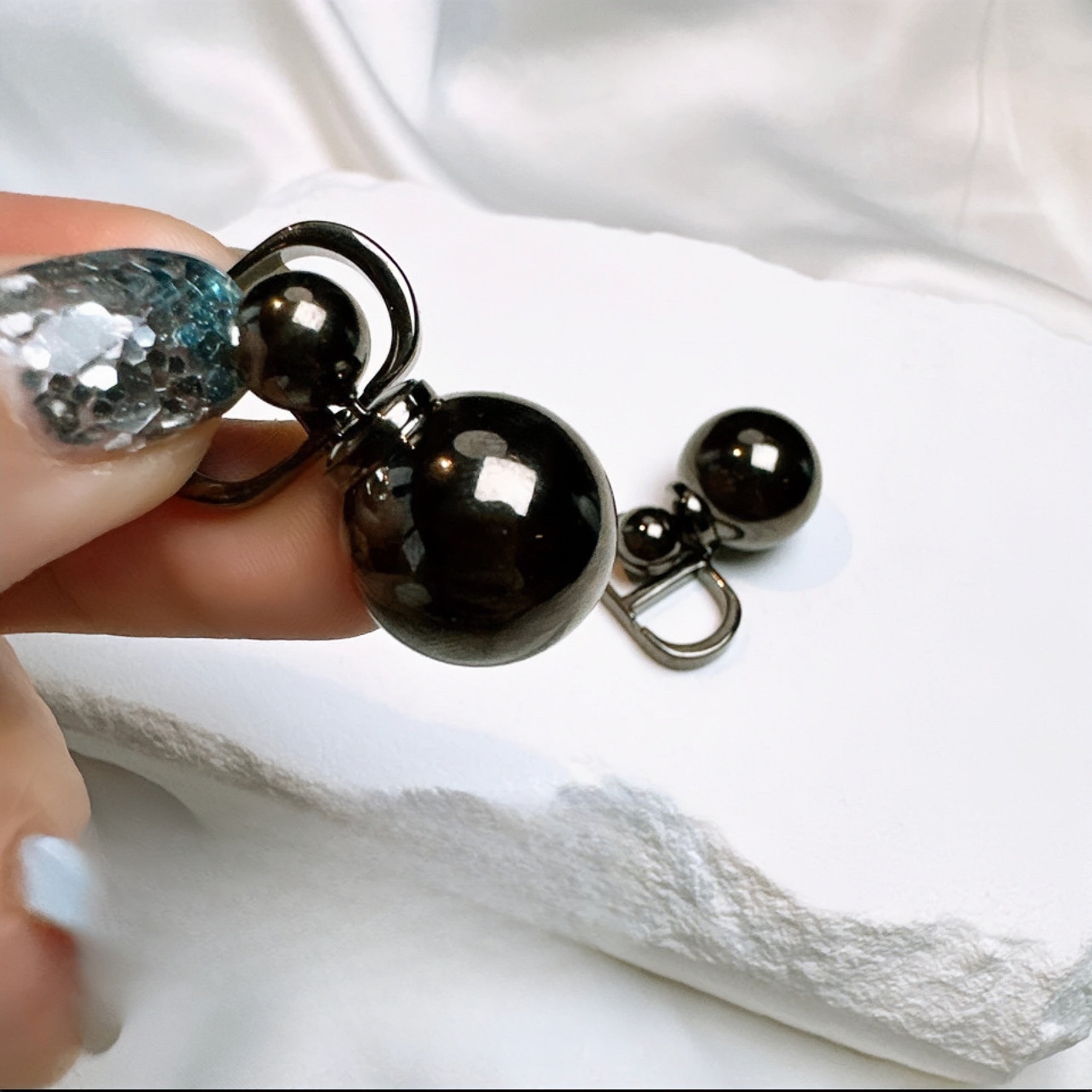 Double Black Sphere Earrings