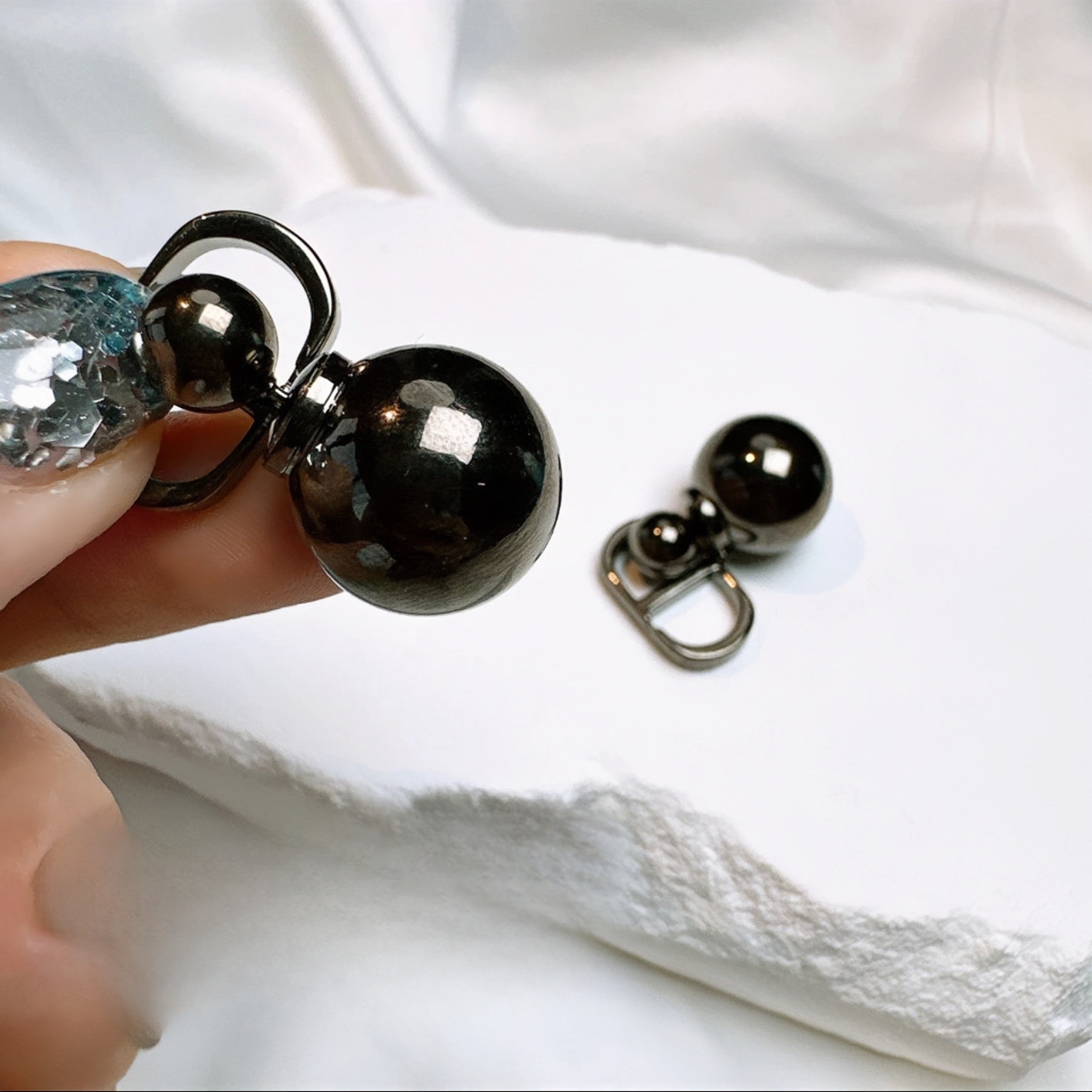 Double Black Sphere Earrings