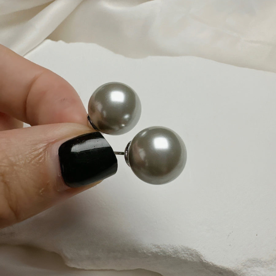 Silver FAUX Pearl Stud Earrings