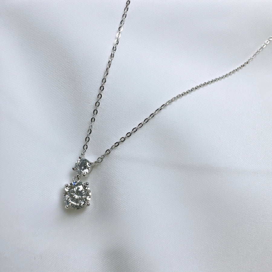 Double Moissanites Sterling Silver Necklace