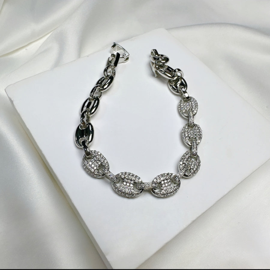 Silver Inlaid Zircon Eight Chain Bracelet