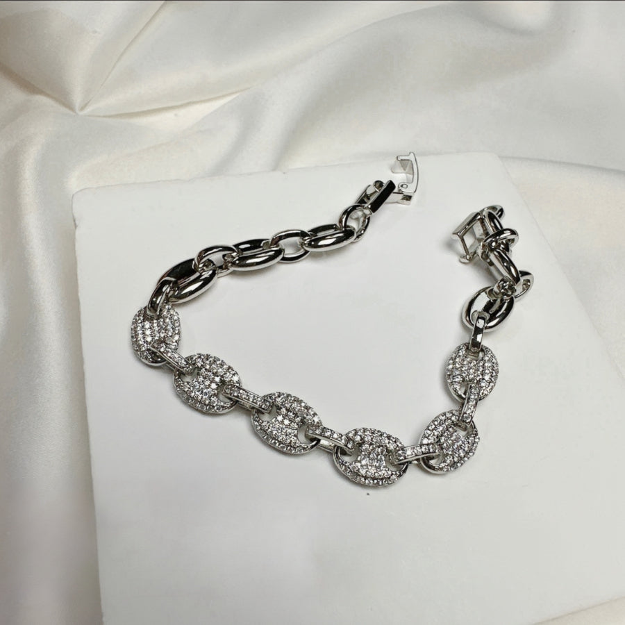 Silver Inlaid Zircon Eight Chain Bracelet