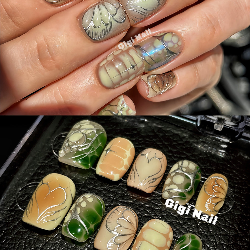 【Custom】 Yellow Forest Butterfly Press- on Nails