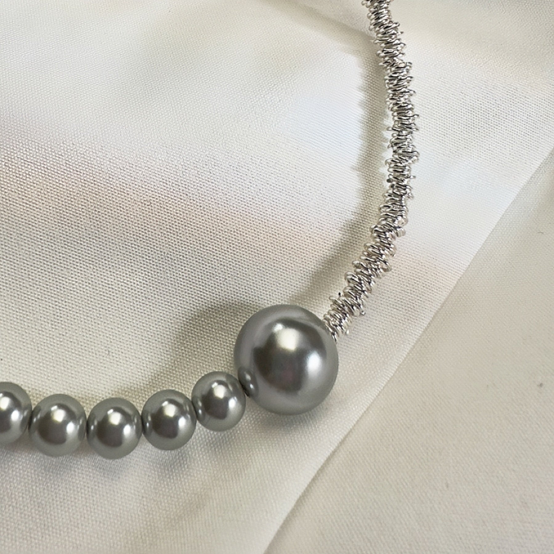 12mm 6mm Asymmetric FAUX Pearl Beads Necklace