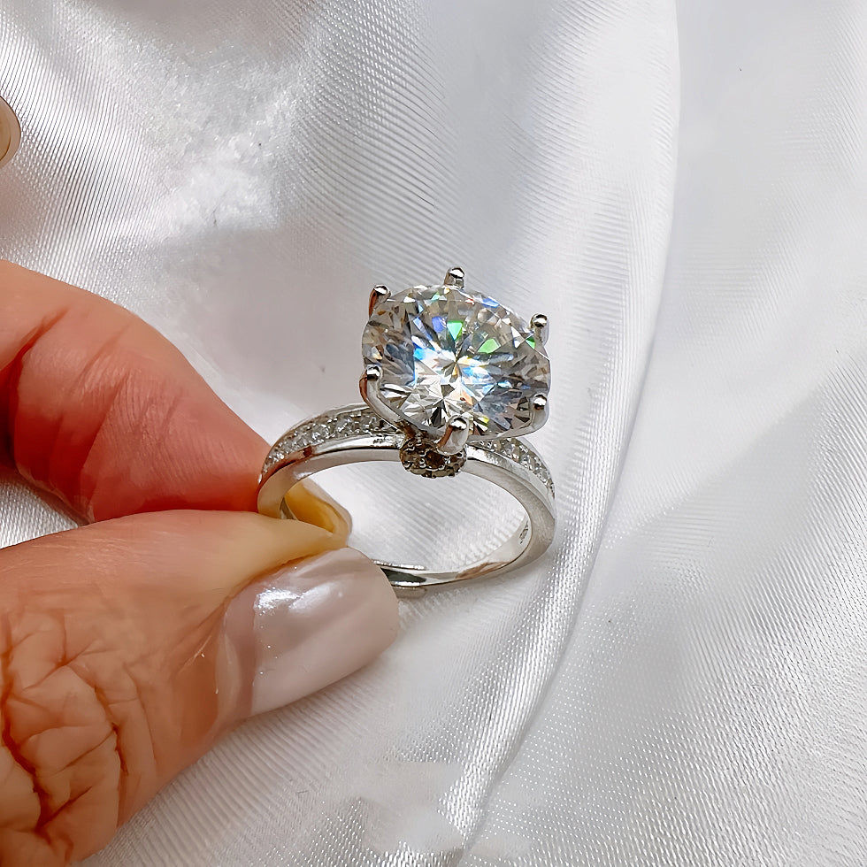 Silver Wedding Moissanite Open Ring