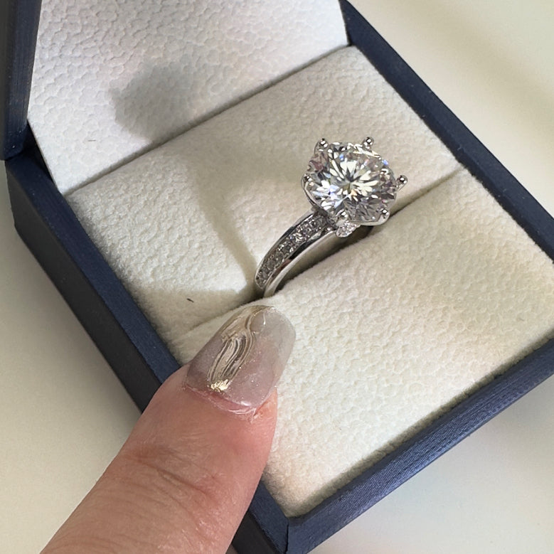 Silver Wedding Moissanite Open Ring