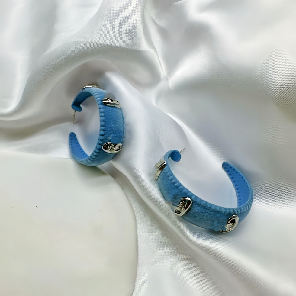 Denim Flannel Hoop Earrings