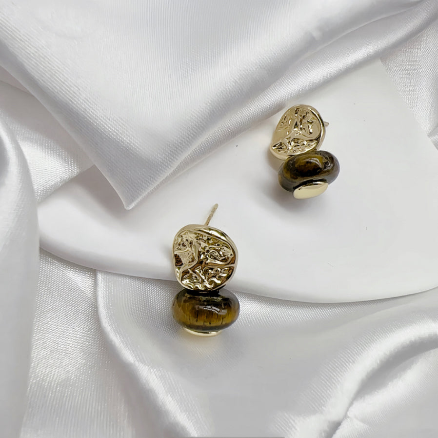 Gold Resin and Ancient Coin Earrings