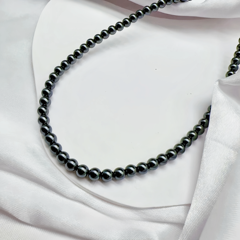 10mm Black Crystal Pearl Necklace