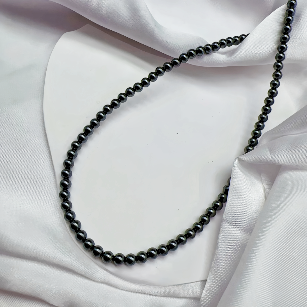 4mm Black  Crystal Pearl Necklace