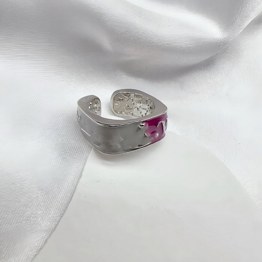 Silver and Violet Planet Relief Rings