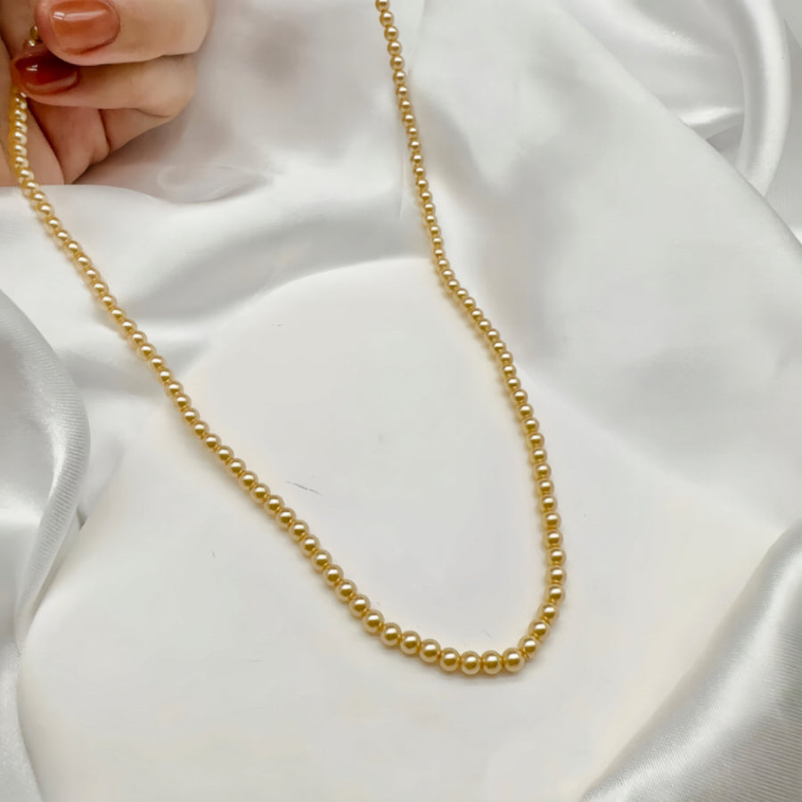 3mm Gold Plated Seed FAUX Pearl Beads Necklace