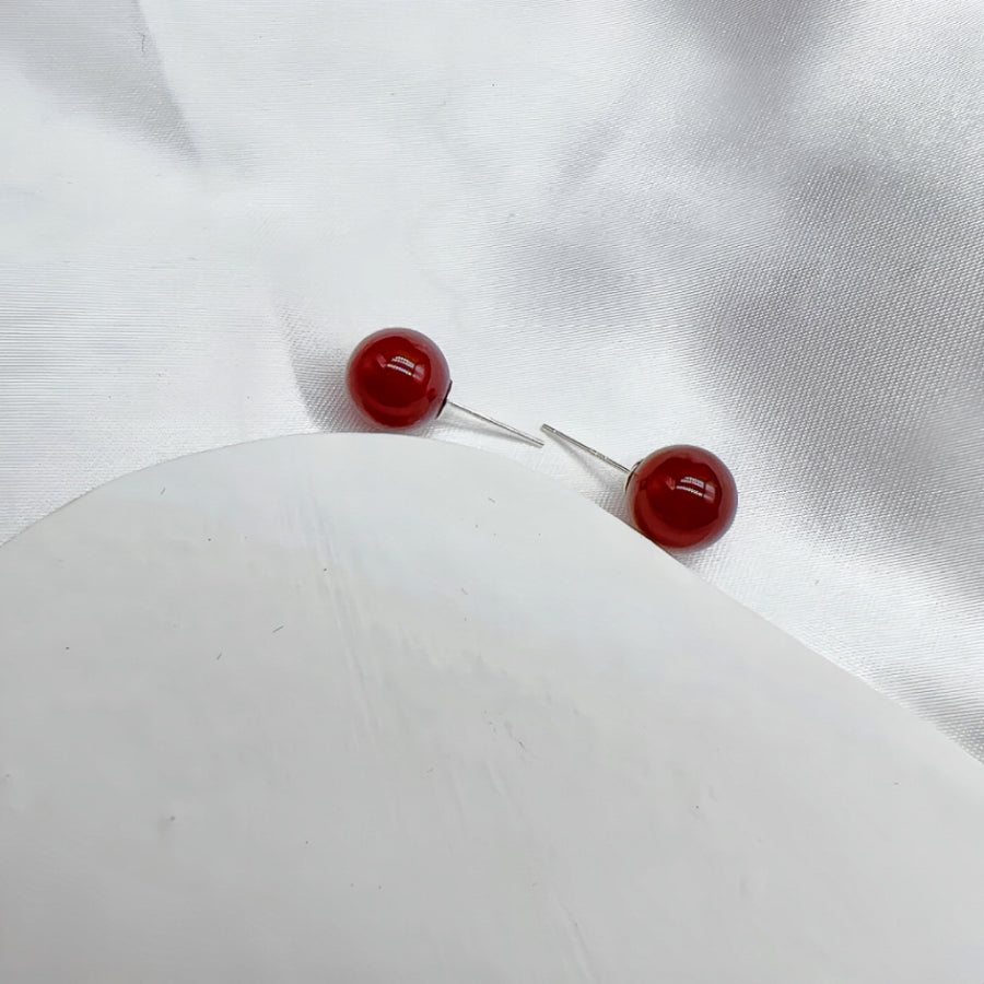 Crimson Red Pearl Earring