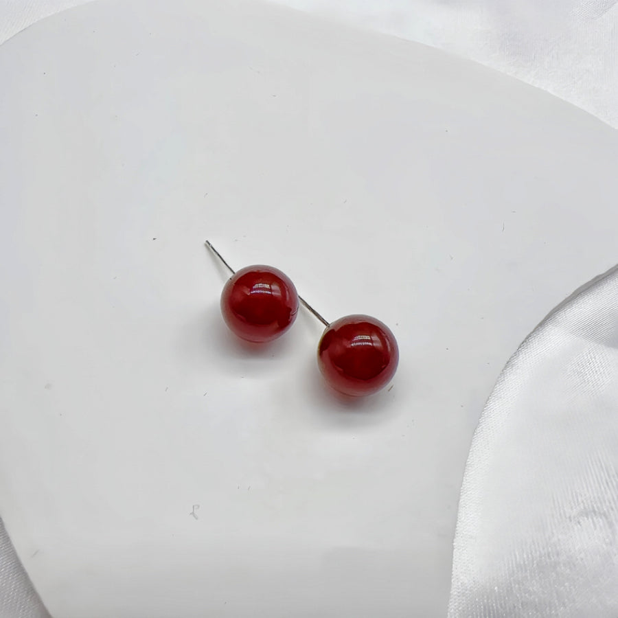 Crimson Red Pearl Earring