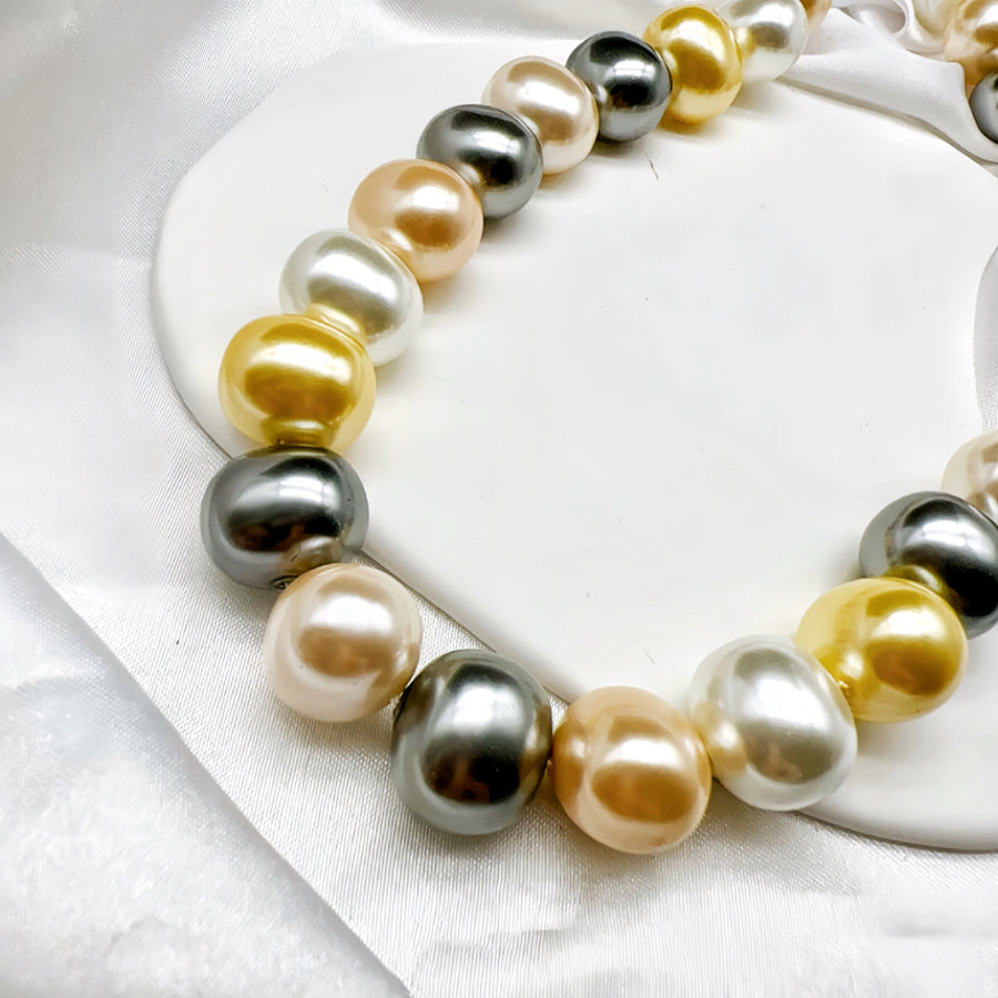 15mm Sterling Silver and Four Colors Pearl Necklace