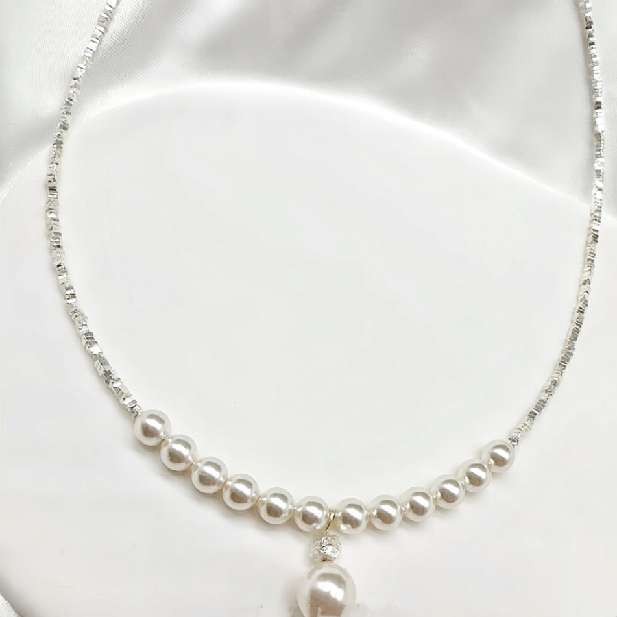 Sterling Silver Chain Pearls Pendant Necklace