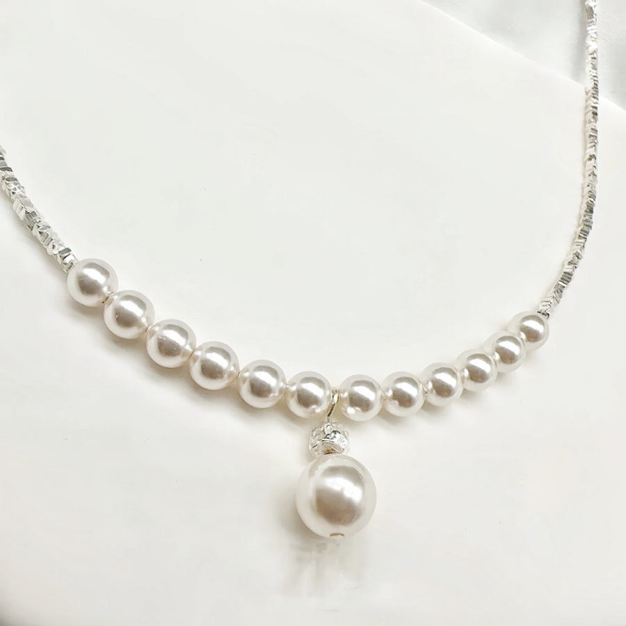 Sterling Silver Chain Pearls Pendant Necklace