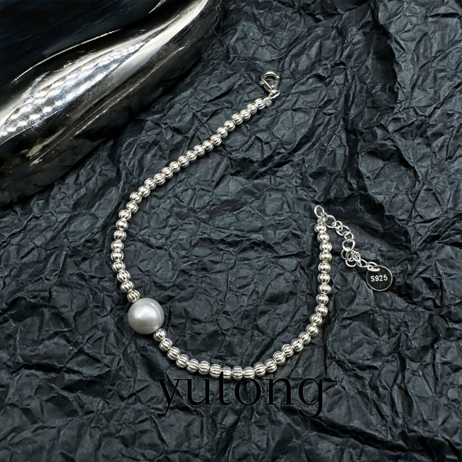 Sterling Silver Chain and Pearls Bracelet