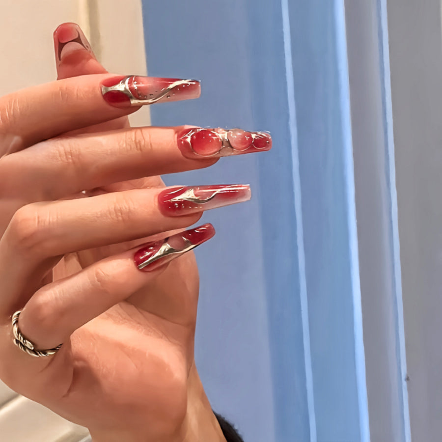 【Custom】Lava Red Ombre Nails