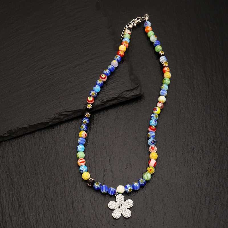 Colorful Glaze HQ Flower Hip-hop Necklace