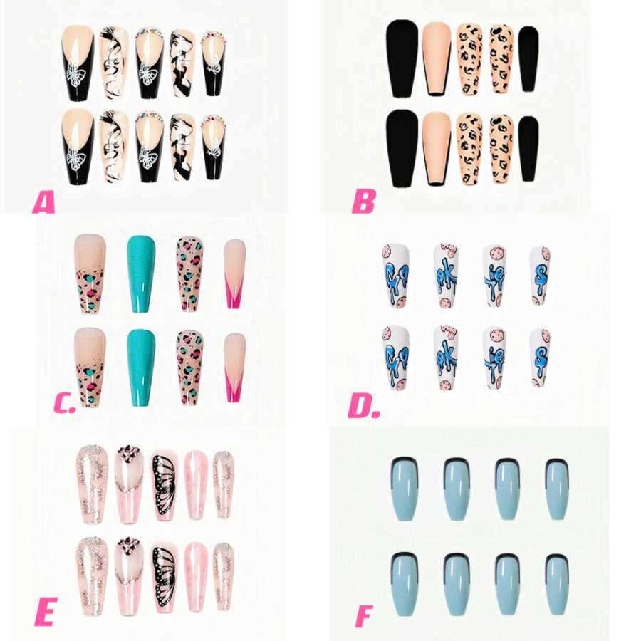 24pcs｜Tapered coffin Fake Nails