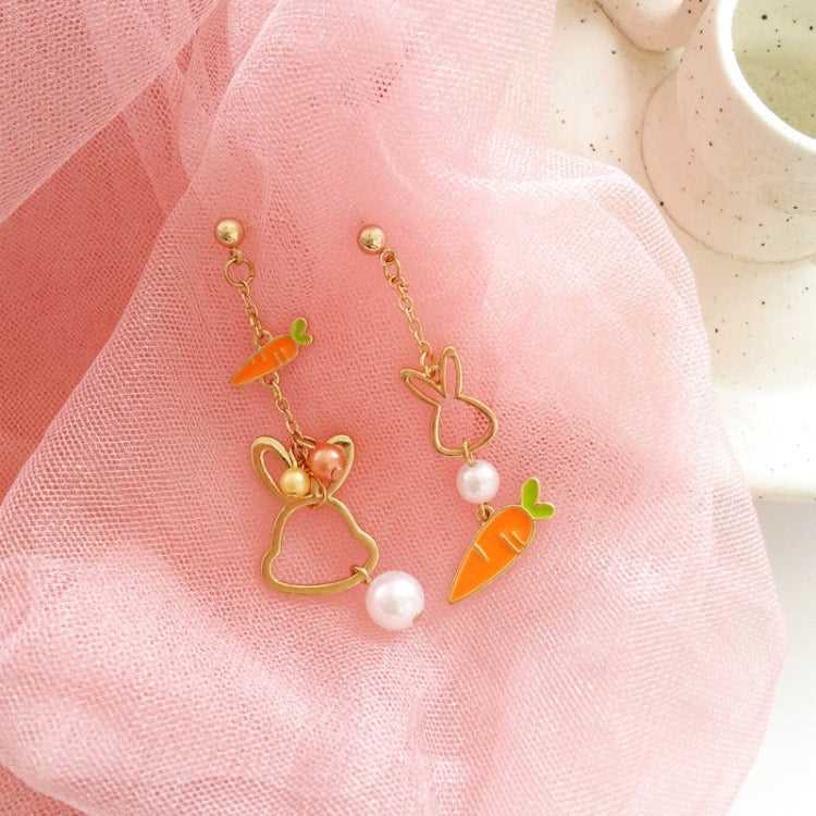 Cute Rabbit Carrot Asymmetrical Earring