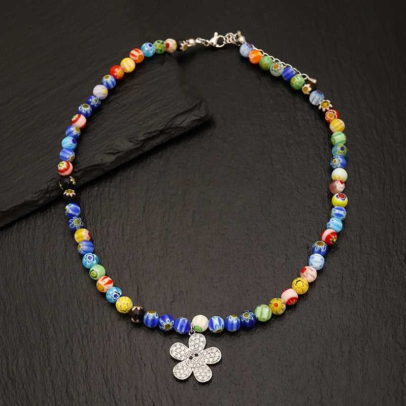 Colorful Glaze HQ Flower Hip-hop Necklace