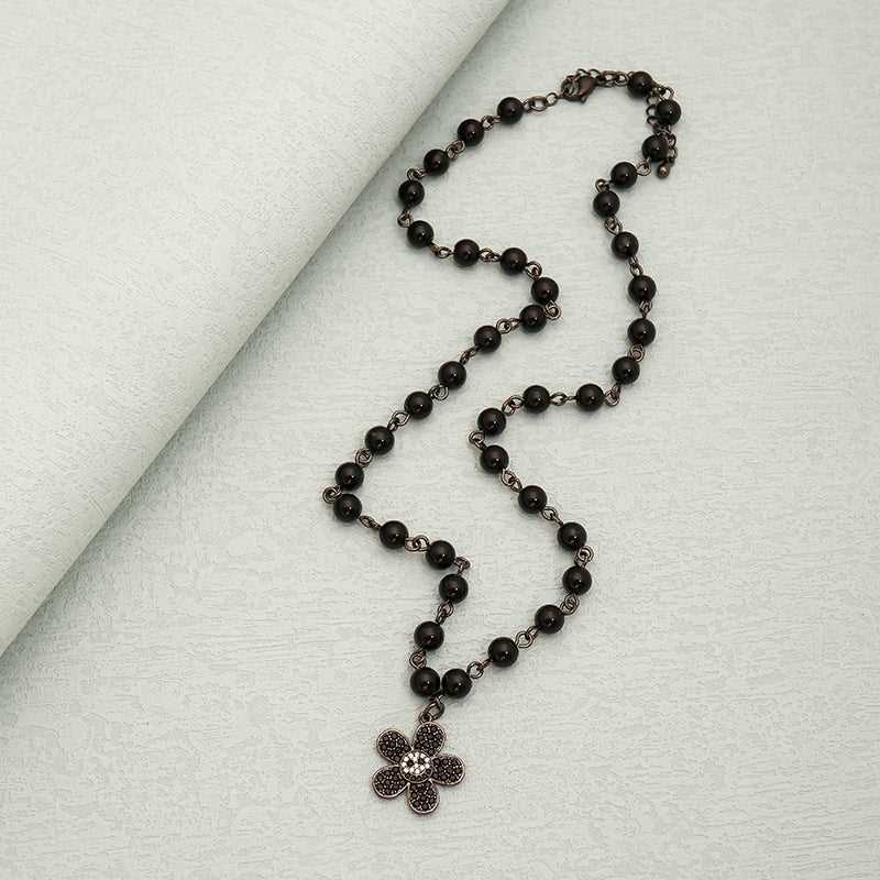 46cm Black Flower Necklace