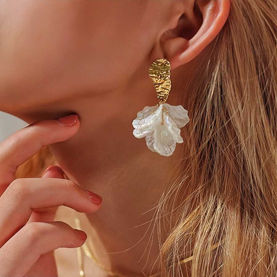 Copper Real Gold Plated Petal Tassel Earring