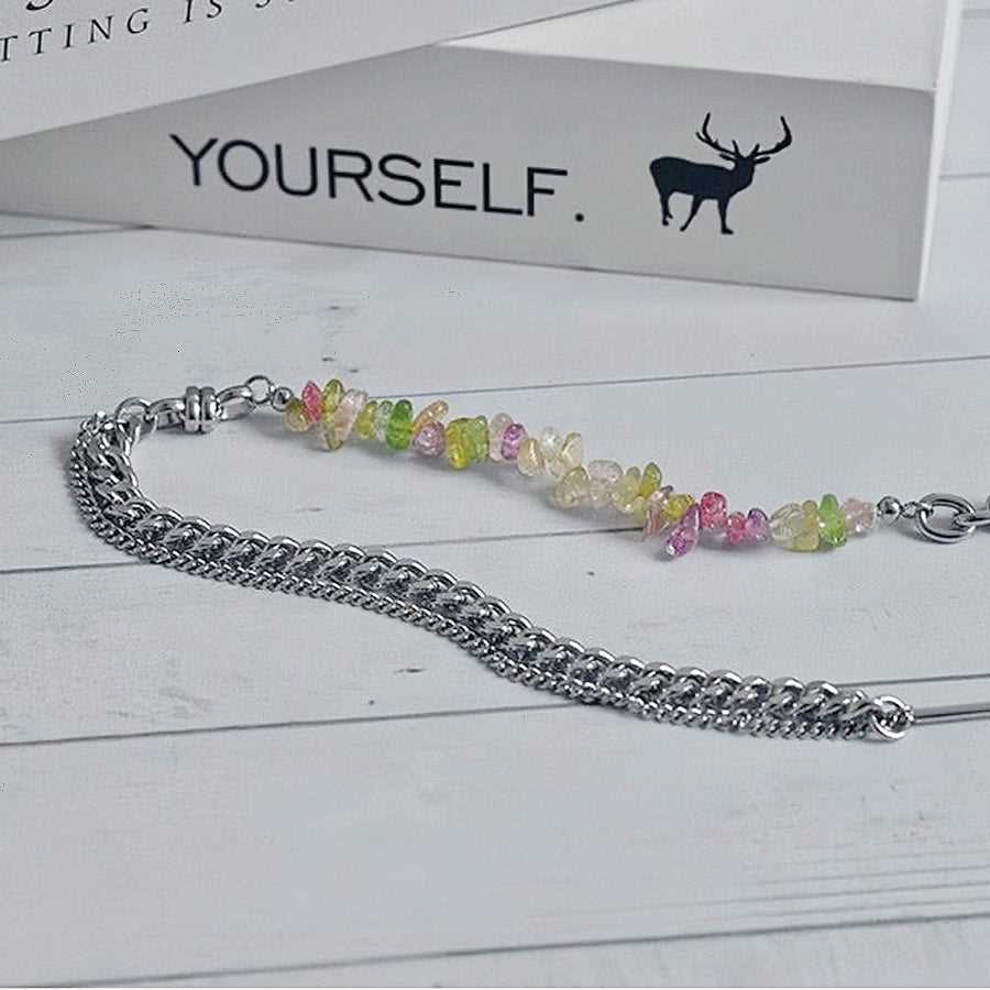 39cm Irregular Clear Natural Stone Chain Necklace