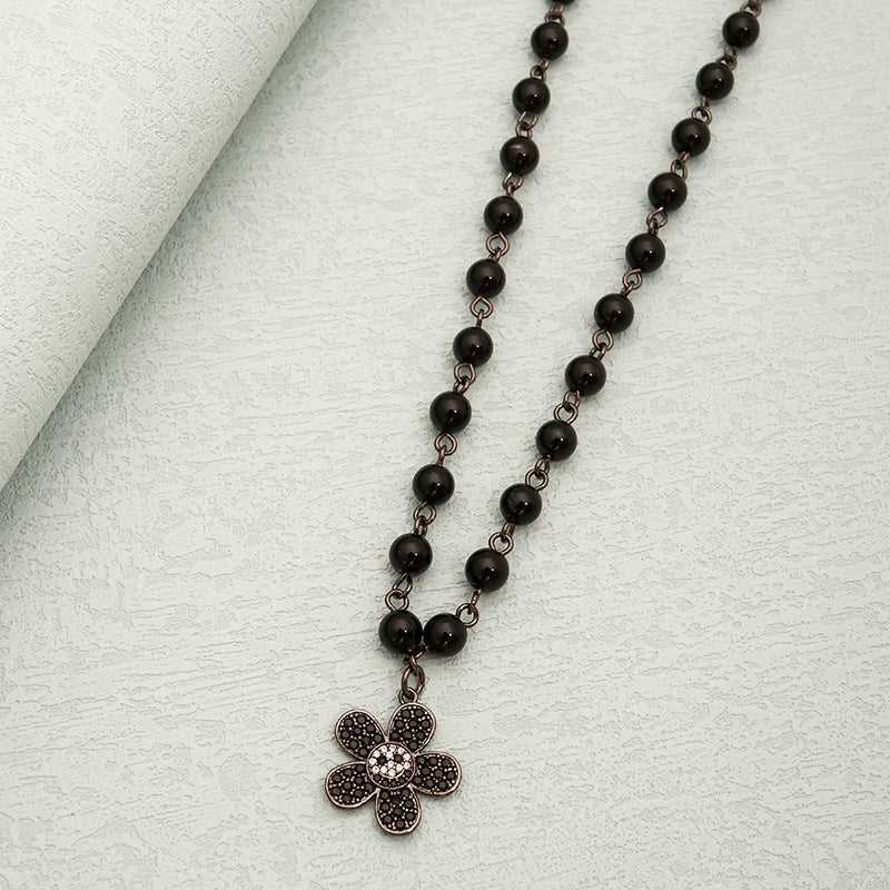 46cm Black Flower Necklace