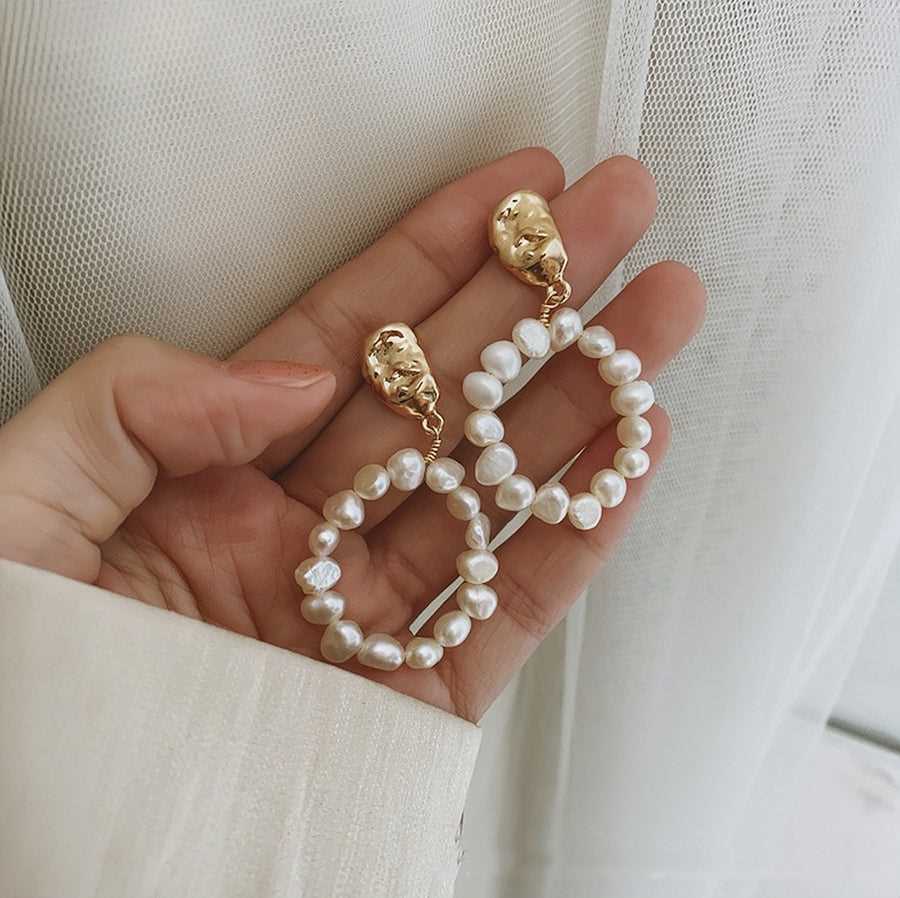 Baroque Hoop Pearl Earrings