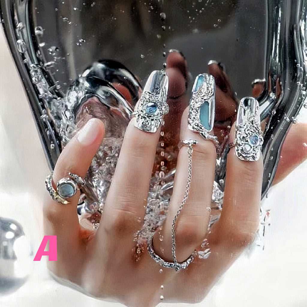 4pcs ｜Nail Ring Set｜ Fingertip Ring｜Chain Ring