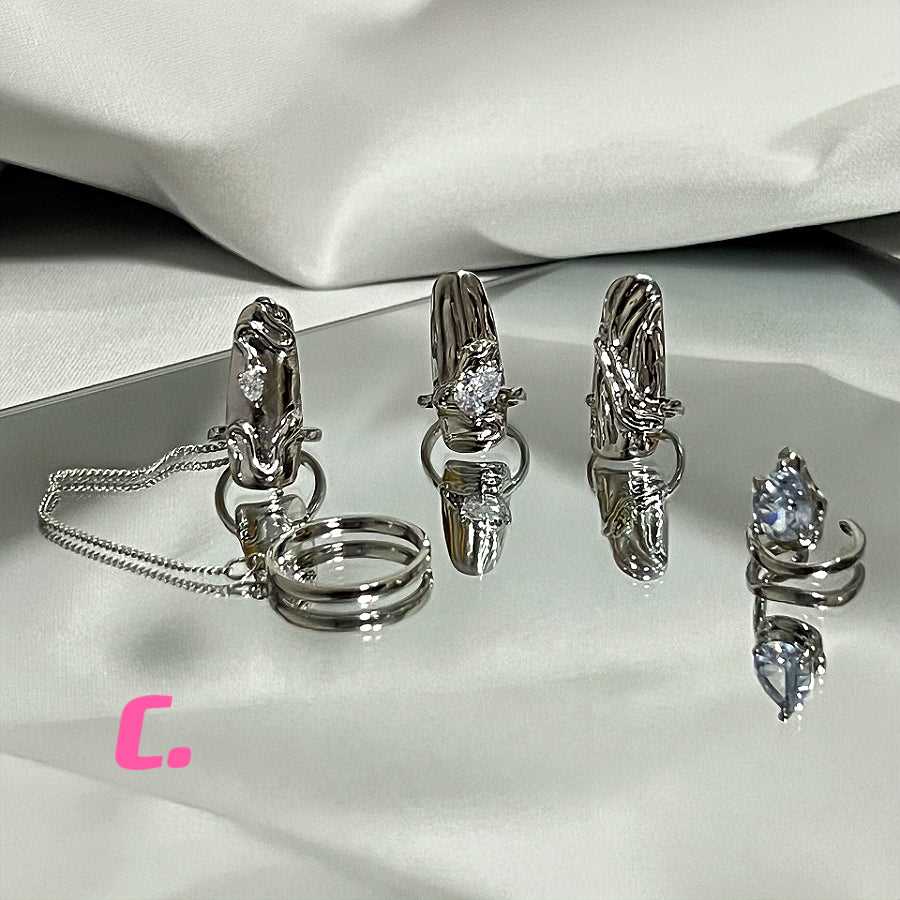 4pcs ｜Nail Ring Set｜ Fingertip Ring｜Chain Ring