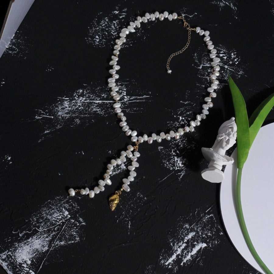 46cm Conch & Baroque Pearl Choker Chain Necklace