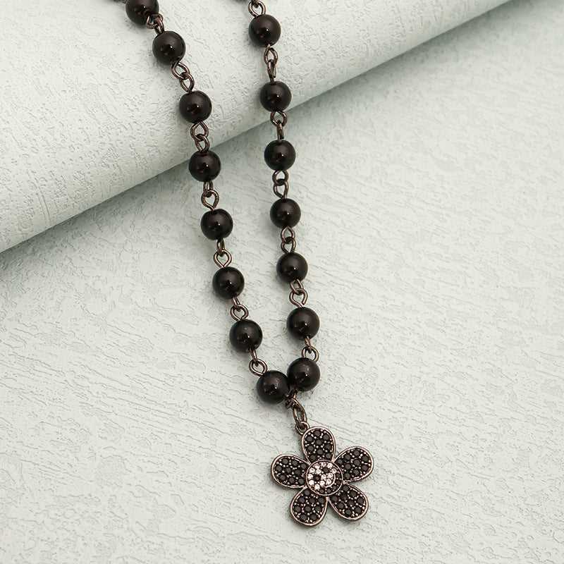 46cm Black Flower Necklace