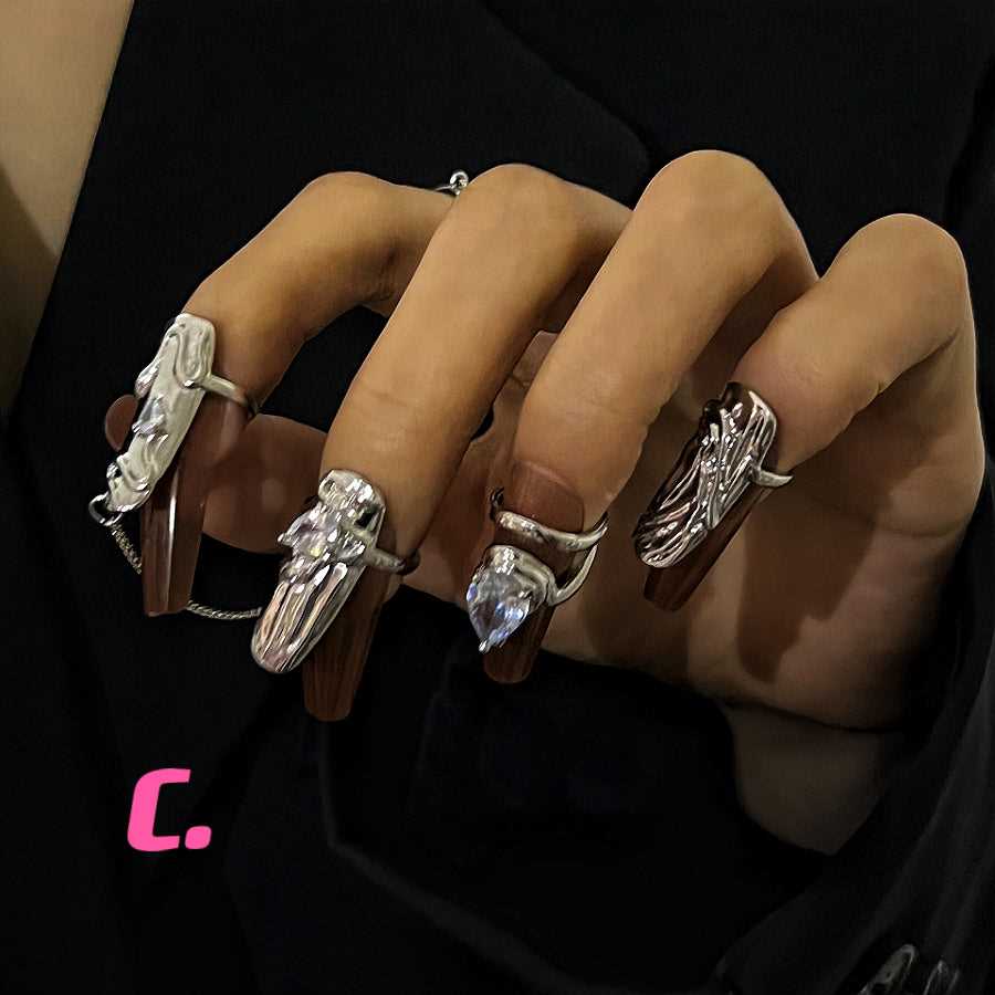 4pcs ｜Nail Ring Set｜ Fingertip Ring｜Chain Ring