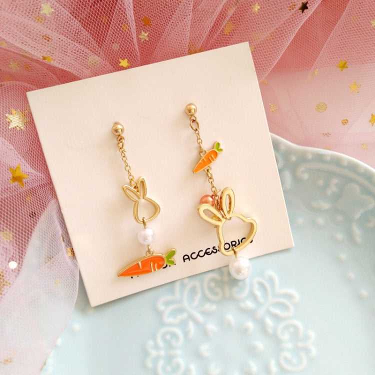 Cute Rabbit Carrot Asymmetrical Earring