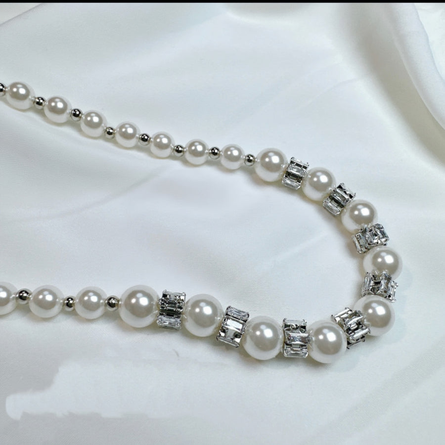 Pearl Dainty Silver Necklace High Quality Not Fade