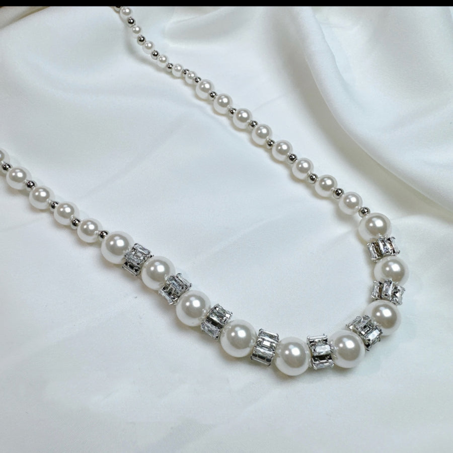 Pearl Dainty Silver Necklace High Quality Not Fade