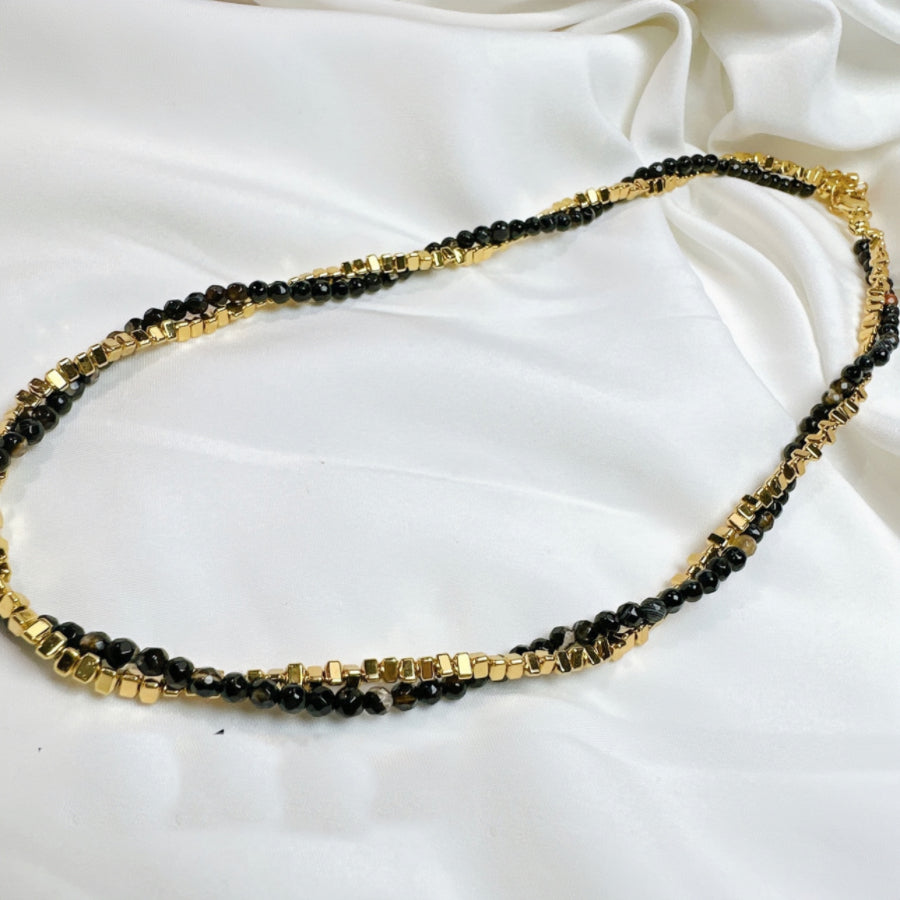 Black and Golden Crystal Choke Necklace