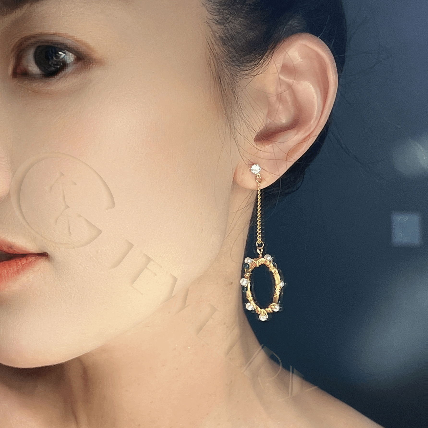 Vintage Gold Hoop Drop FAUX Pearl Earrings