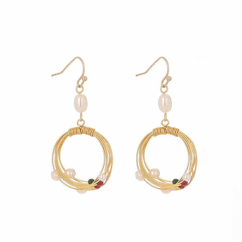 Fashion Gold Ring FAUX Pearl Drop Earring