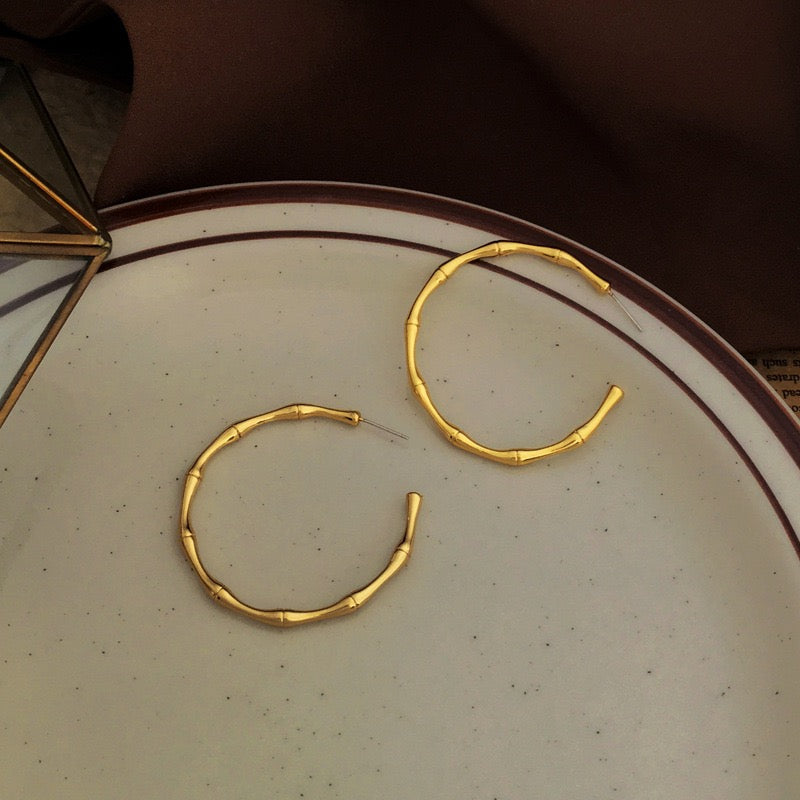 Real Gold Plated S925 Silver Needle Hoop Open-End Earring