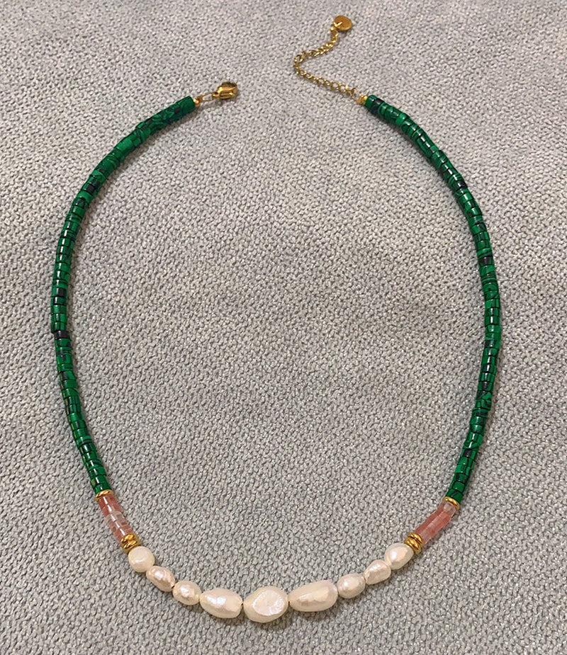 Green White Natural Pearl Necklace