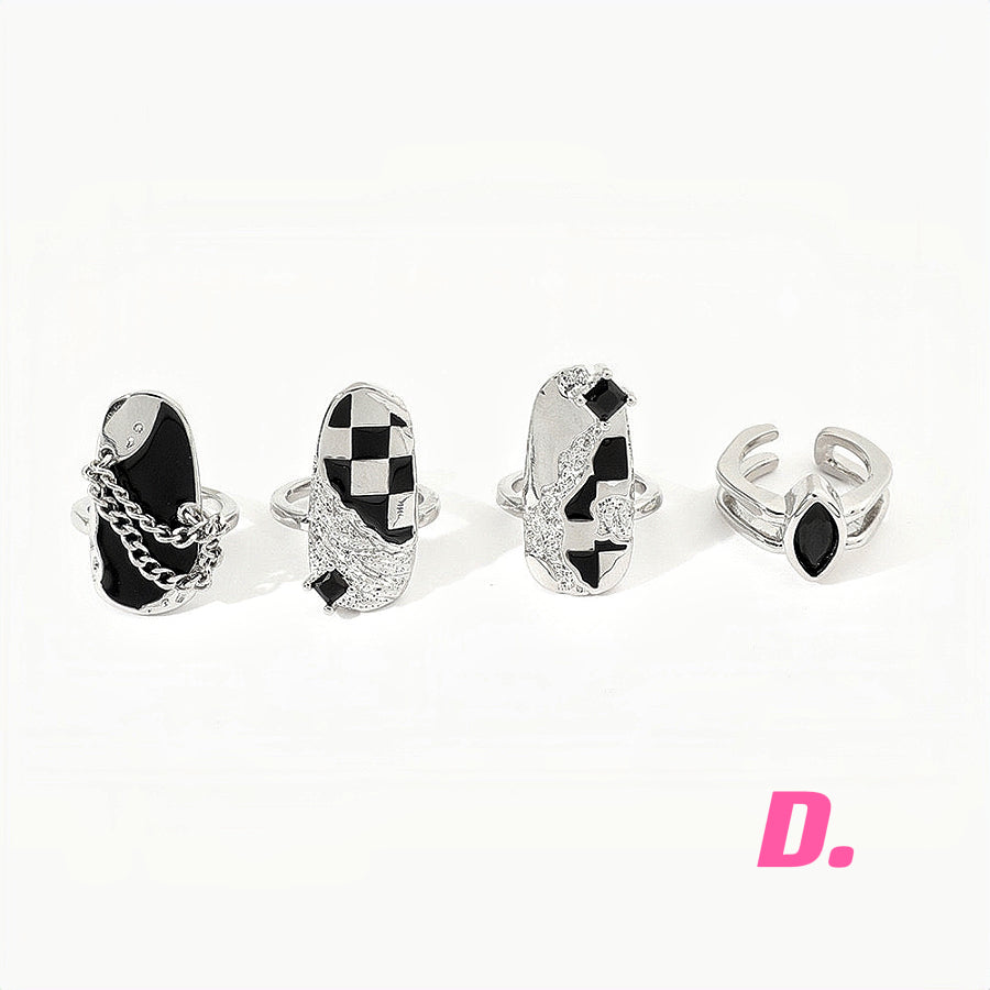 4pcs ｜Nail Ring Set｜ Fingertip Ring｜Chain Ring