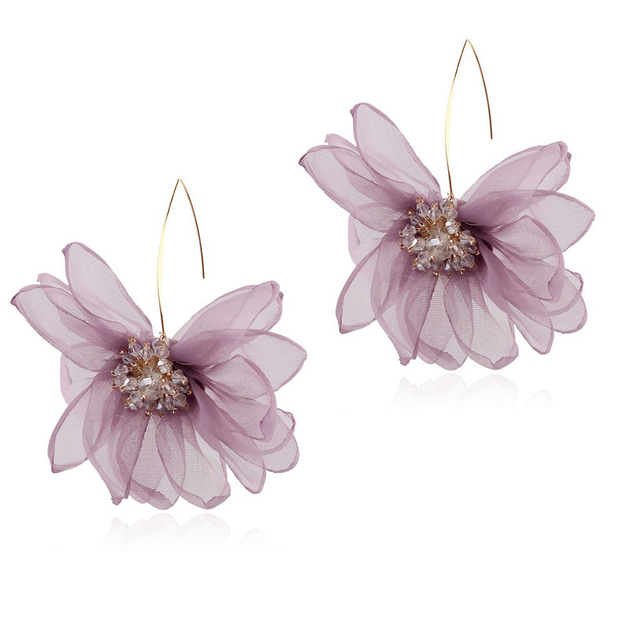 Large Organza Flower Petal Earrings