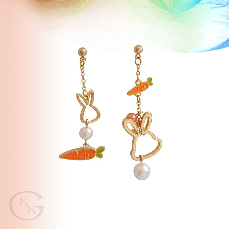 Cute Rabbit Carrot Asymmetrical Earring